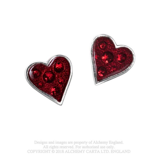 Pewter Earrings Heart's Blood Studs Pair